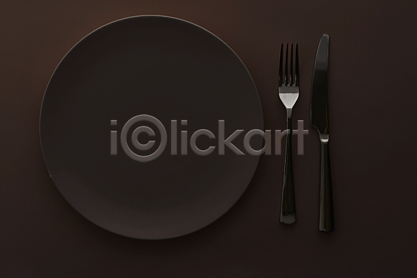 사람없음 JPG 포토 하이앵글 해외이미지 검은배경 나이프 식기 접시 포크