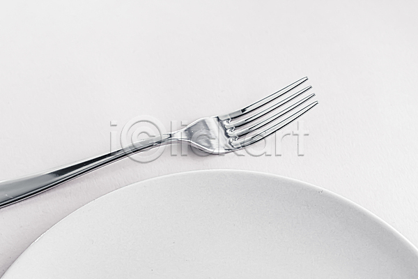 사람없음 JPG 포토 해외이미지 식기 접시 포크 흰배경