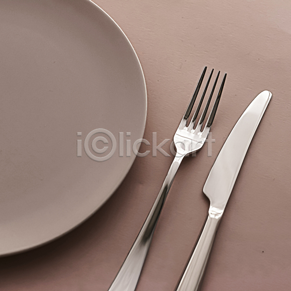 사람없음 JPG 포토 해외이미지 갈색배경 나이프 식기 접시 포크