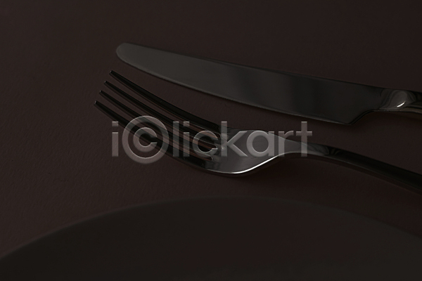 사람없음 JPG 포토 해외이미지 검은배경 나이프 식기 접시 포크