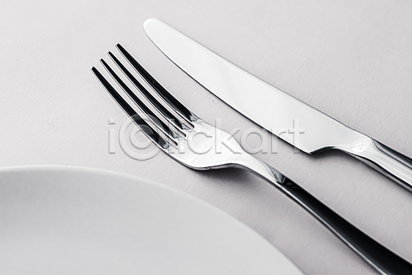 사람없음 JPG 포토 해외이미지 나이프 식기 접시 포크 흰배경