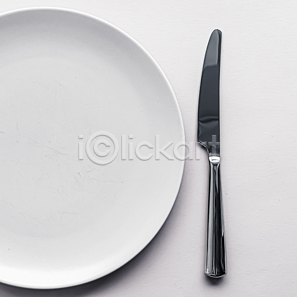 사람없음 JPG 포토 하이앵글 해외이미지 나이프 식기 접시 흰배경