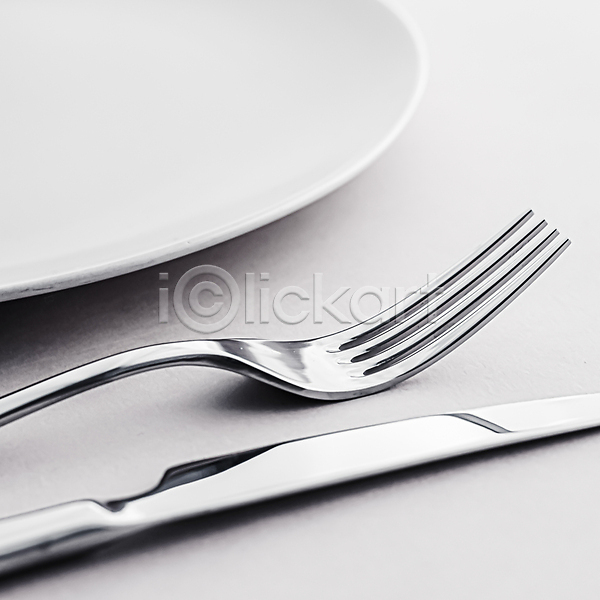 사람없음 JPG 포토 해외이미지 나이프 식기 접시 포크 흰배경