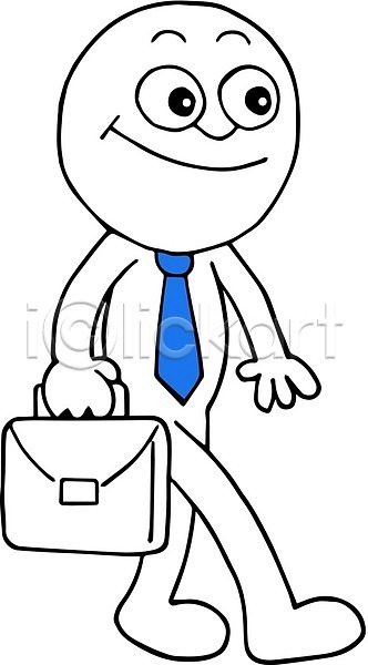 행복 남자 남자한명만 한명 EPS 일러스트 해외이미지 걷기 넥타이 들기 미소(표정) 비즈니스 비즈니스맨 비즈니스캐릭터 서류가방 해외202004