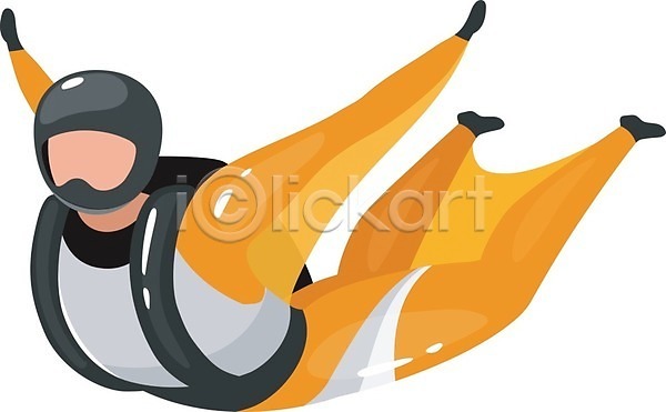 떨어짐 남자 성인 성인남자한명만 한명 EPS 일러스트 해외이미지 건강관리 낙하산 스카이다이빙 스포츠 전신 취미 팔벌리기 헬멧