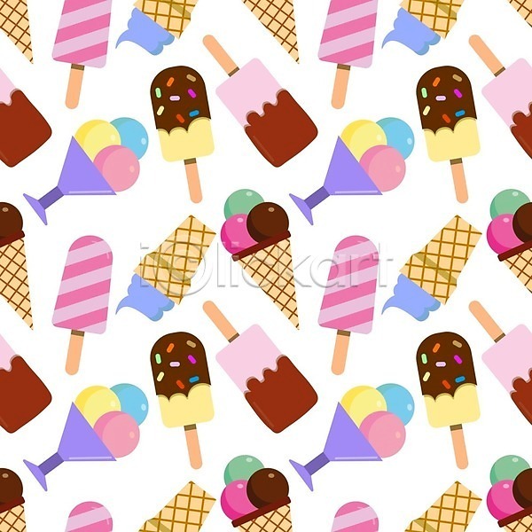 사람없음 EPS 일러스트 해외이미지 막대아이스크림 아이스크림 컵아이스크림 콘아이스크림 패턴