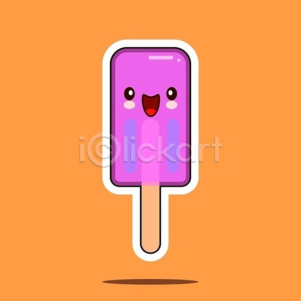 사람없음 EPS 일러스트 해외이미지 디저트캐릭터 막대아이스크림 아이스크림 아이스크림캐릭터