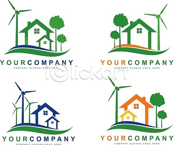 사람없음 EPS 일러스트 해외이미지 그린에너지 나무 브랜딩 비즈니스 세트 심볼 에코 에코라이프 주택 친환경 풍력에너지 해외202004 해외202105 회사
