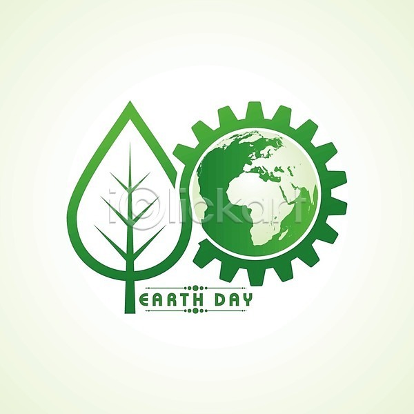 사람없음 EPS 일러스트 해외이미지 심볼 에코라이프 잎 자연보호 지구 지구의날 초록색 친환경 톱니바퀴 해외202004 해외202105