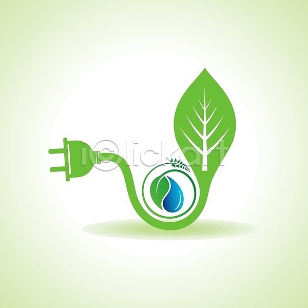 사람없음 EPS 일러스트 해외이미지 그린에너지 물방울 에코 에코라이프 잎 초록색 친환경 콘센트 해외202004 해외202105