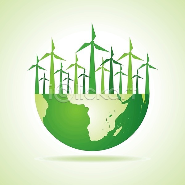 사람없음 EPS 일러스트 해외이미지 그린에너지 농장 바람 발전기 밭 산업 세대 에너지 에코 자원 재활용 전기 지구 지구본 초록색 친환경 풍차 프로펠러 플러그 하늘 해외202004 해외202105 환경