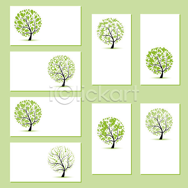 사람없음 EPS 일러스트 해외이미지 나무 세트 카드(감사) 해외202004 해외202105 흰색