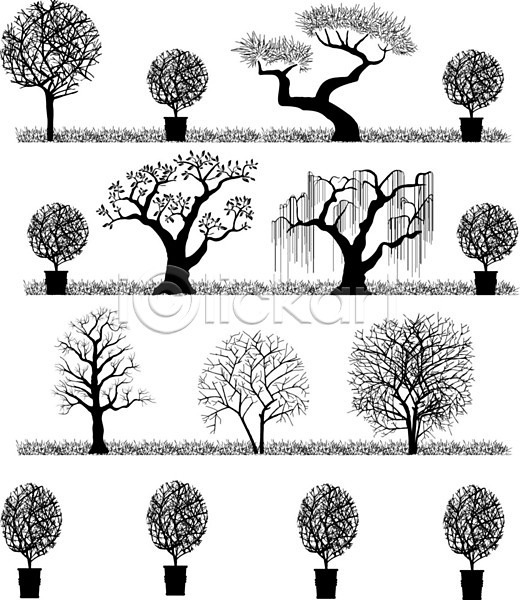 사람없음 EPS 실루엣 아이콘 일러스트 해외이미지 검은색 나무 낙엽 단풍 숲 식물 오브젝트 잎 해외202004 해외202105