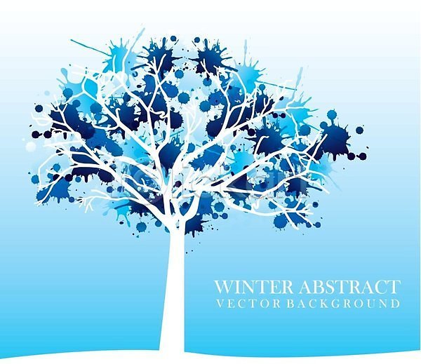 사람없음 EPS 일러스트 해외이미지 겨울 나무 하늘색 한그루 해외202004 해외202105
