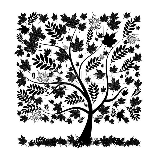 사람없음 EPS 실루엣 일러스트 해외이미지 10월 9월 가을(계절) 검은색 꽃잎 나무 단풍 숲 식물 원형 잎 투명 해외202004 해외202105