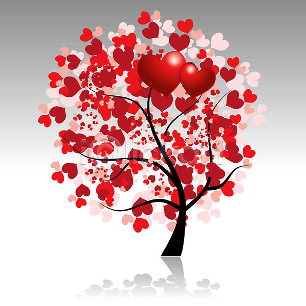 사랑 사람없음 EPS 일러스트 해외이미지 나무 발렌타인데이 하트 해외202004 해외202105