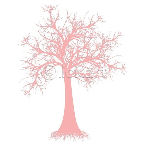 사람없음 EPS 실루엣 일러스트 해외이미지 나무 분홍색 한그루 해외202004 해외202105