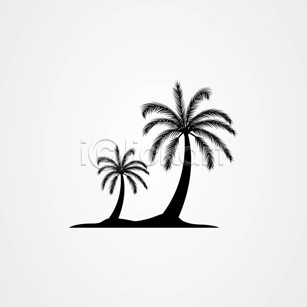 사람없음 EPS 실루엣 아이콘 일러스트 해외이미지 검은색 나무 봄 섬 숲 식물 야외 열대우림 잎 코코넛 하와이 해외202004 해외202105