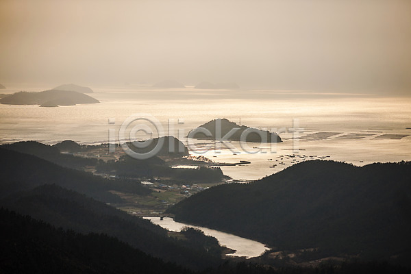 사람없음 JPG 포토 국내여행 바다 산 섬 야외 일몰 전라남도 주간 풍경(경치) 한국 해남