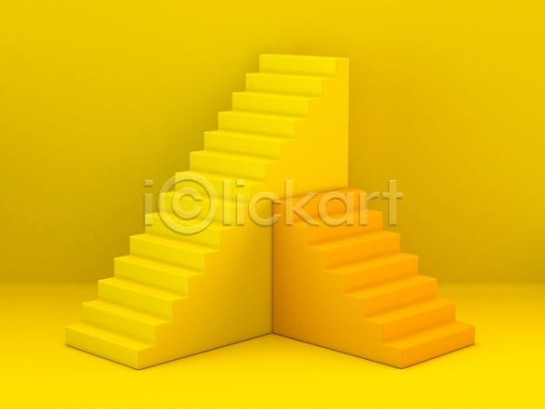 사람없음 3D JPG 해외이미지 계단 노란색 미니멀 백그라운드 벽 오브젝트 입체도형