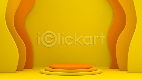 사람없음 3D JPG 해외이미지 곡선 노란색 단상 미니멀 백그라운드 벽 오브젝트 원형 입체도형