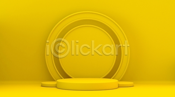 사람없음 3D JPG 해외이미지 노란색 단상 미니멀 백그라운드 벽 오브젝트 원형 입체도형