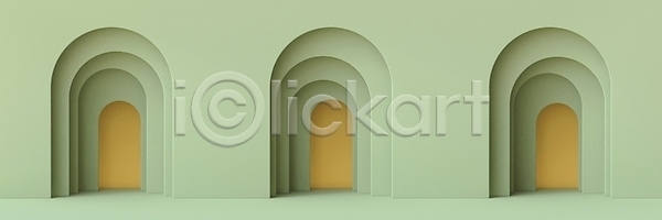 사람없음 3D JPG 해외이미지 문 미니멀 백그라운드 벽 아치 연두색 오브젝트 입체도형