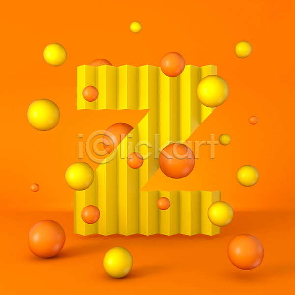 사람없음 3D JPG 해외이미지 Z 스파클링 알파벳 원형 주황색배경