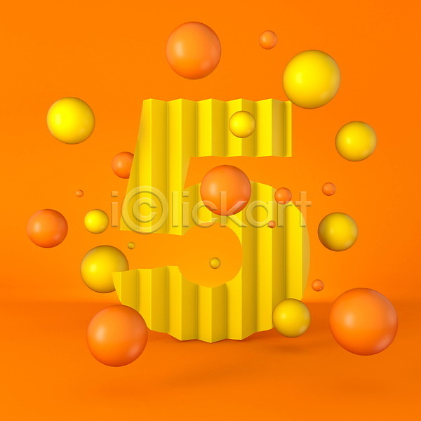 사람없음 3D JPG 해외이미지 5 숫자 스파클링 원형 주황색배경
