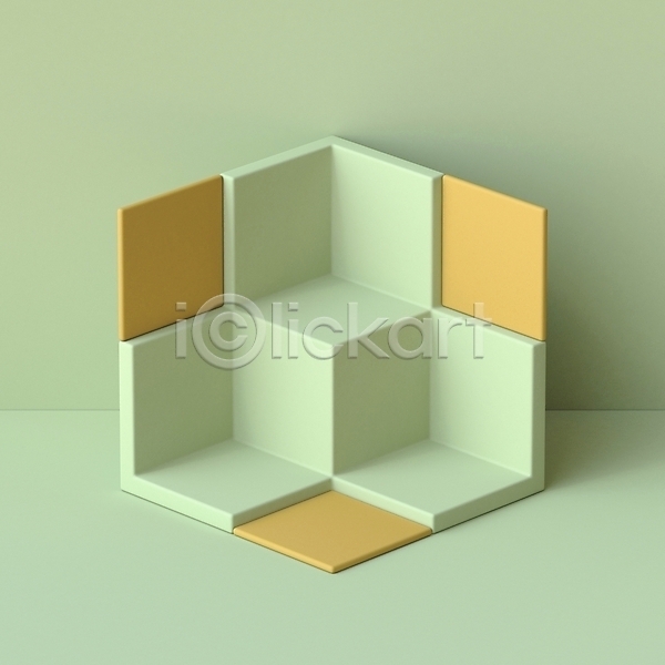 사람없음 3D JPG 해외이미지 목업 미니멀 백그라운드 연두색 오브젝트 입체도형 정사각형 큐브