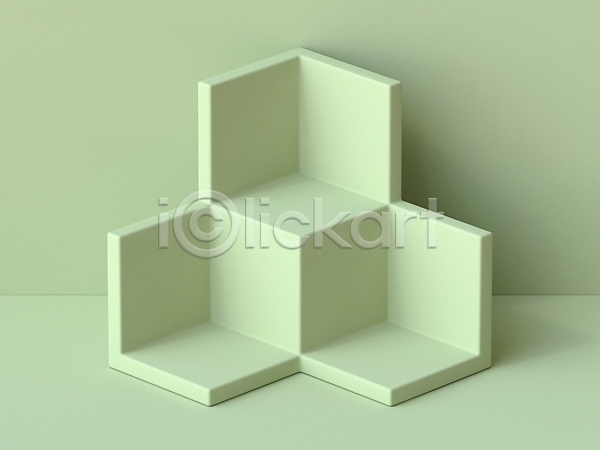 사람없음 3D JPG 해외이미지 목업 미니멀 백그라운드 연두색 오브젝트 입체도형 정사각형 큐브