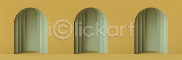 사람없음 3D JPG 해외이미지 노란색 목업 문 미니멀 백그라운드 아치 오브젝트