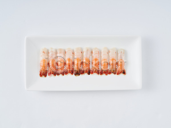 사람없음 JPG 포토 하이앵글 딱새우 새우회 스튜디오촬영 식재료 실내 음식 접시 해산물 흰배경