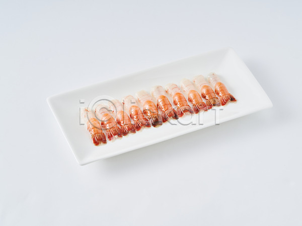 사람없음 JPG 포토 딱새우 새우회 스튜디오촬영 식재료 실내 음식 접시 해산물 흰배경