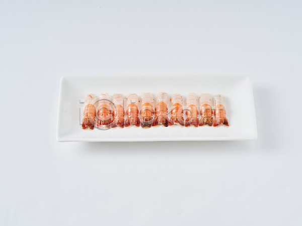 사람없음 JPG 포토 딱새우 새우회 스튜디오촬영 식재료 실내 음식 접시 해산물 흰배경