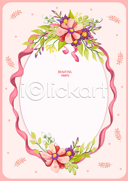 사람없음 PSD 일러스트 꽃 리본 백그라운드 분홍색 잎 프레임