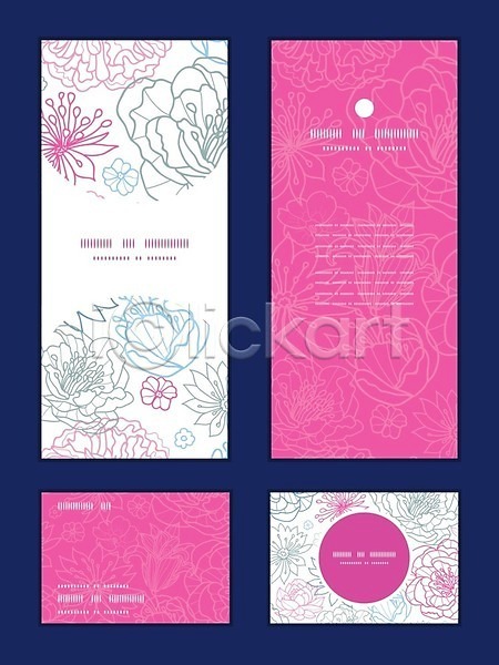 사람없음 EPS 일러스트 템플릿 해외이미지 꽃 꽃무늬 디자인 레이아웃 명함 목업 벚꽃 분홍색 해외202004