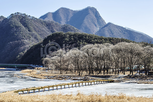 사람없음 JPG 포토 강 겨울 겨울풍경 국내여행 나무 산 섶다리 숲 야외 얼음 영월 자연 주간