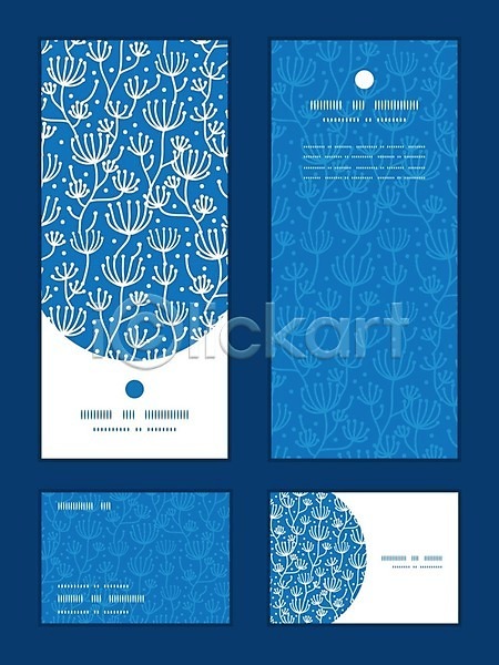 사람없음 EPS 일러스트 템플릿 해외이미지 꽃무늬 나뭇가지 디자인 레이아웃 목업 반복 파란색 해외202004