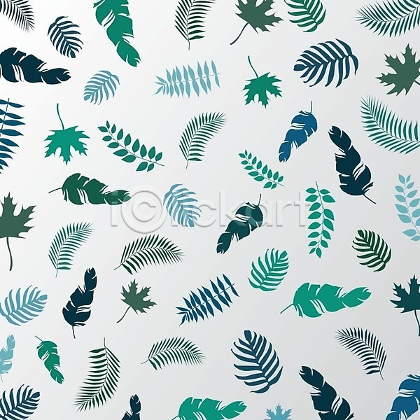 사람없음 EPS 일러스트 해외이미지 그래픽 그림 나뭇잎모양 디자인 백그라운드 세트 스타일 초록색 추상 패턴 해외202004