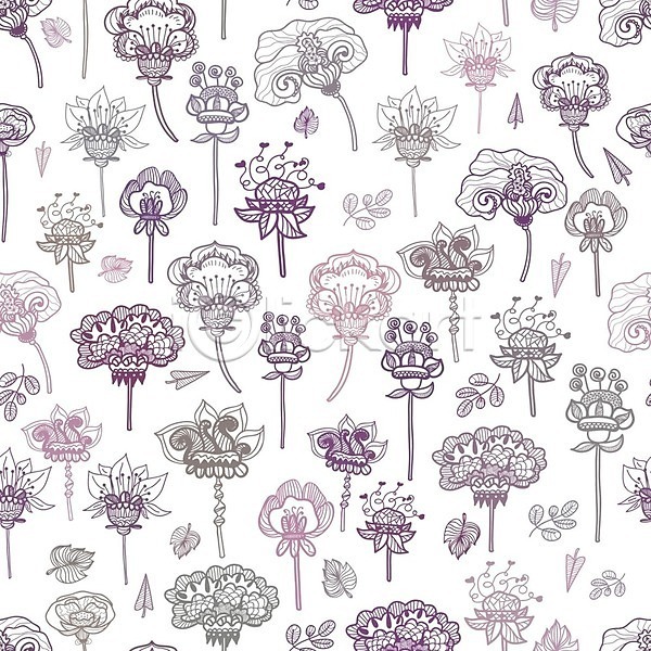사람없음 EPS 일러스트 해외이미지 그래픽 꽃 꽃무늬 디자인 백그라운드 보라색 잎 추상 패턴 해외202004 흰색