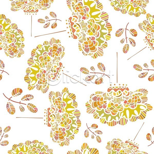 사람없음 EPS 일러스트 해외이미지 그래픽 꽃 꽃무늬 노란색 디자인 백그라운드 잎 추상 패턴 해외202004
