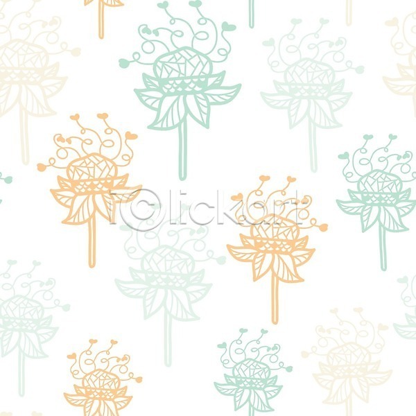 사람없음 EPS 일러스트 해외이미지 그래픽 꽃 꽃무늬 노란색 디자인 민트색 백그라운드 잎 추상 패턴 해외202004