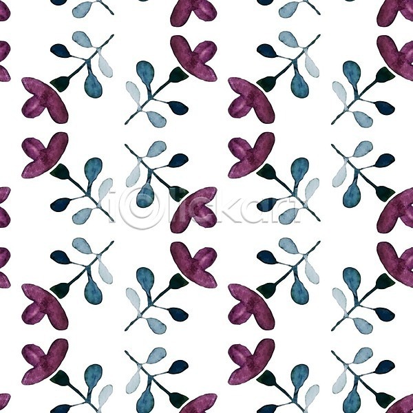 사람없음 EPS 일러스트 해외이미지 꽃 꽃무늬 백그라운드 수채화(물감) 잎 패턴 해외202004