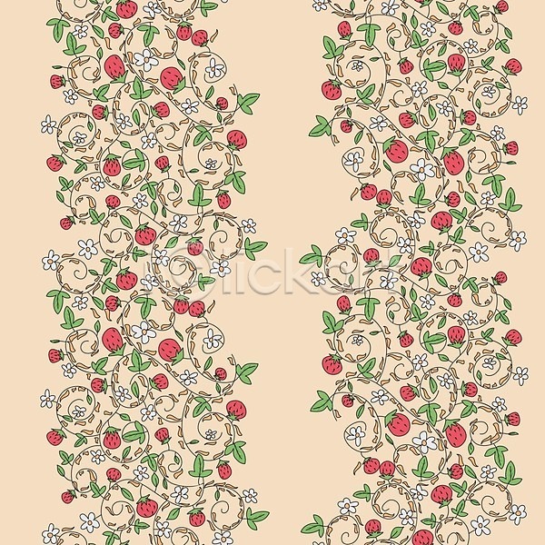 달콤 사람없음 EPS 일러스트 해외이미지 과일 그래픽 그림 꽃 꽃무늬 디자인 딸기 맛있는 백그라운드 빨간색 수채화(물감) 열매 잎 전통 초록색 추상 패턴 해외202004 흰색