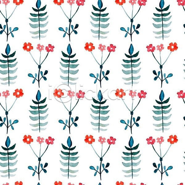 사람없음 EPS 일러스트 해외이미지 꽃 꽃무늬 백그라운드 빨간색 수채화(물감) 잎 패턴 해외202004