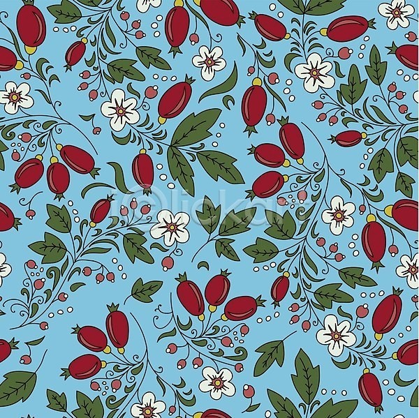 사람없음 EPS 일러스트 해외이미지 꽃 꽃잎 디자인 백그라운드 빨간색 열매 초록색 파란색 패턴 해외202004