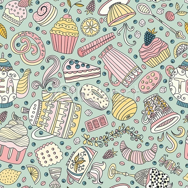 사람없음 EPS 일러스트 해외이미지 그래픽 그림 도넛 디자인 레몬 마카롱 머그컵 머핀 백그라운드 설탕 아이스크림 음식 차(음료) 찻주전자 초콜릿 커피 컵케이크 케이크 쿠키 크림 패턴 해외202004