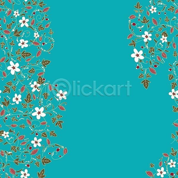화려 사람없음 EPS 일러스트 해외이미지 그림 꽃무늬 디자인 백그라운드 잎 청록색 추상 패턴 해외202004 흰색