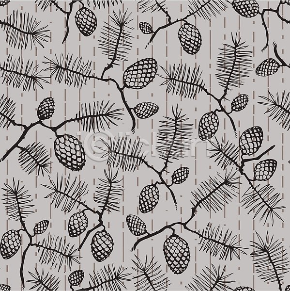 사람없음 EPS 일러스트 해외이미지 나무 나뭇가지 백그라운드 솔방울 윤곽 해외202004 회색